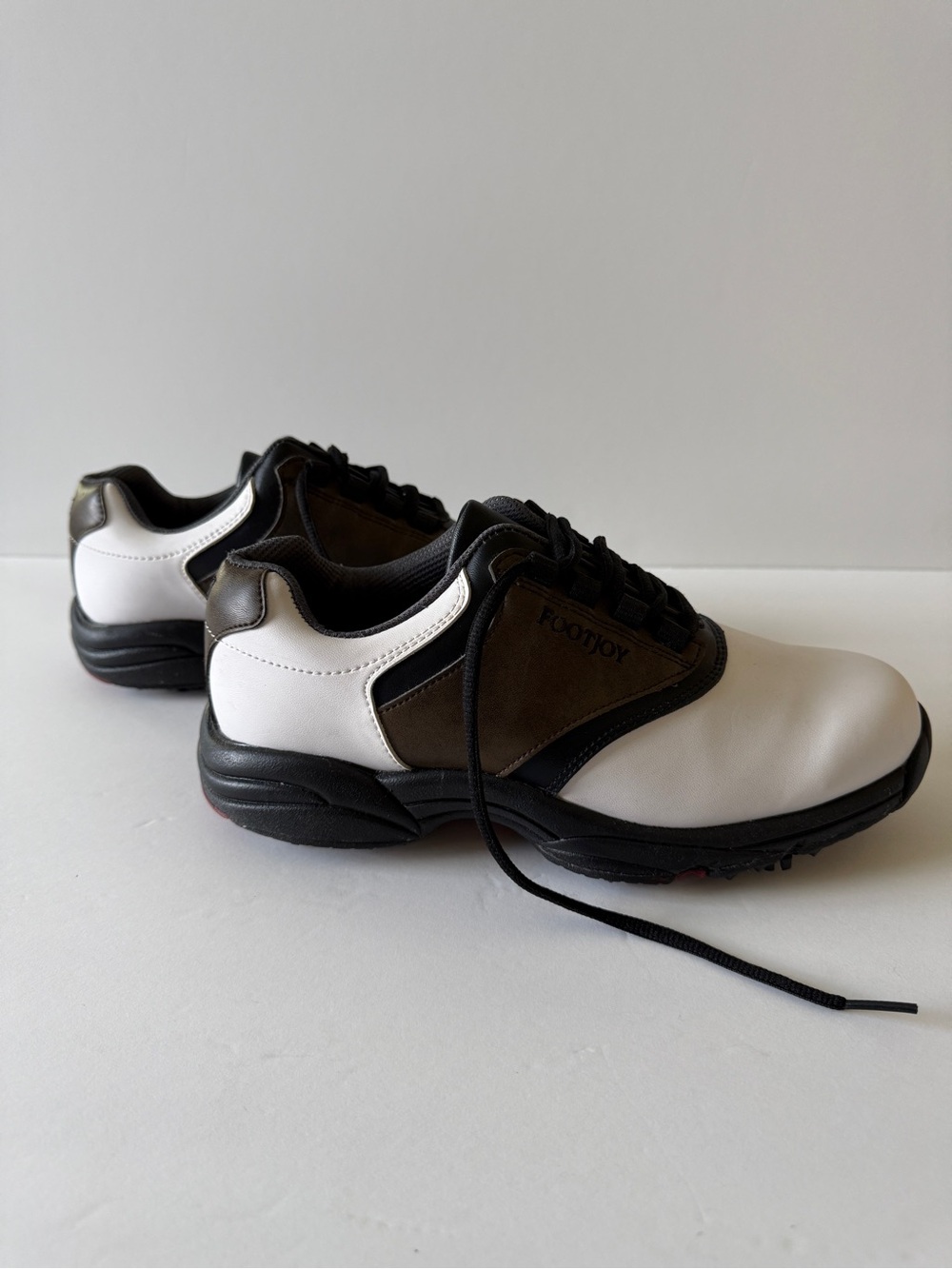 FootJoy GreenJoys Men’s Size 8 White Brown Saddle Spiked Golf Shoes